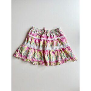 Girls' LILLY PULITZER Floral Print Cotton Poplin Tiered A-Line Skirt, Size 12